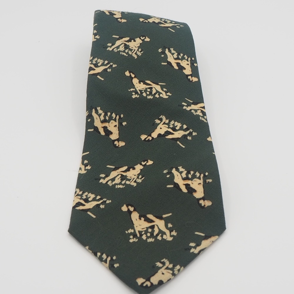 Vintage Polo Ralph Lauren 100% Wool Hunting Dog Tie Handmade in theâ USA Pointer